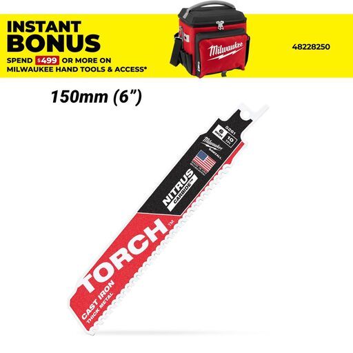 Milwaukee 48476251 150mm (6") SAWZALL™ The TORCH™ with NITRUS CARBIDE Teeth 10TPI Blade