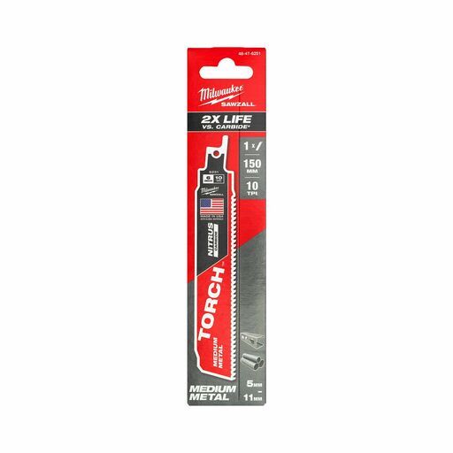 Milwaukee 48476251 150mm (6") SAWZALL™ The TORCH™ with NITRUS CARBIDE Teeth 10TPI Blade – image 5