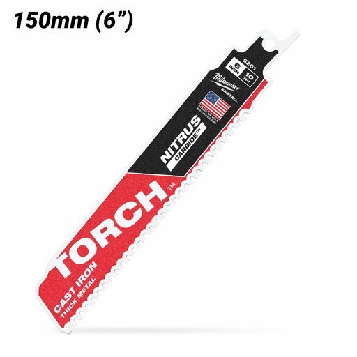 Milwaukee 48476251 150mm (6") SAWZALL™ The TORCH™ with NITRUS CARBIDE Teeth 10TPI Blade – image 2