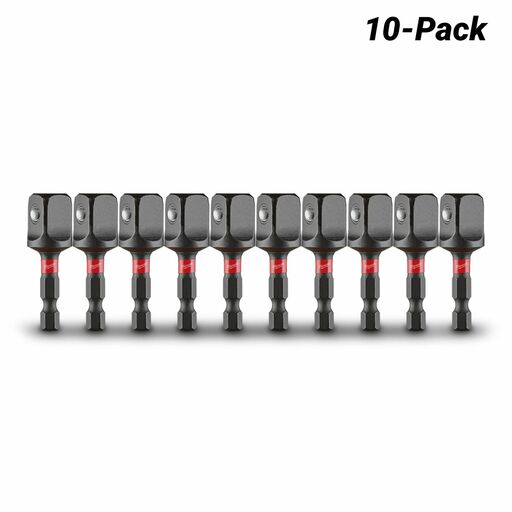 Milwaukee 48325734 10-Pack SHOCKWAVE 1/4" Hex to 1/2" Square Power Bit Socket Adapter – image 2