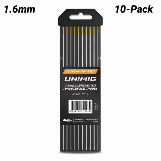 UNIMIG PTR0002-16 10-Pack 1.6mm Lanthanated TIG Tungsten Electrode