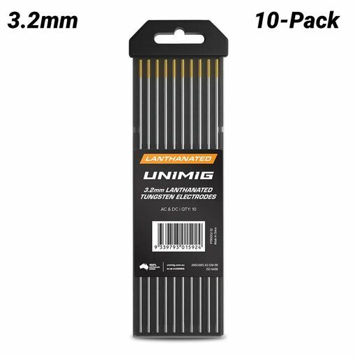 UNIMIG PTR0002-32 10-Pack 3.2mm Lanthanated TIG Tungsten Electrode