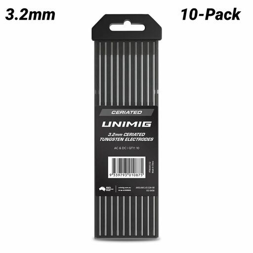 UNIMIG PTR0003-32 10-Pack 3.2mm x 175mm Ceriated Tungsten Electrodes