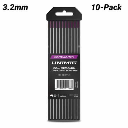UNIMIG PTR0005-32 10-Pack 3.2mm Rare Earth TIG Tungsten Electrode
