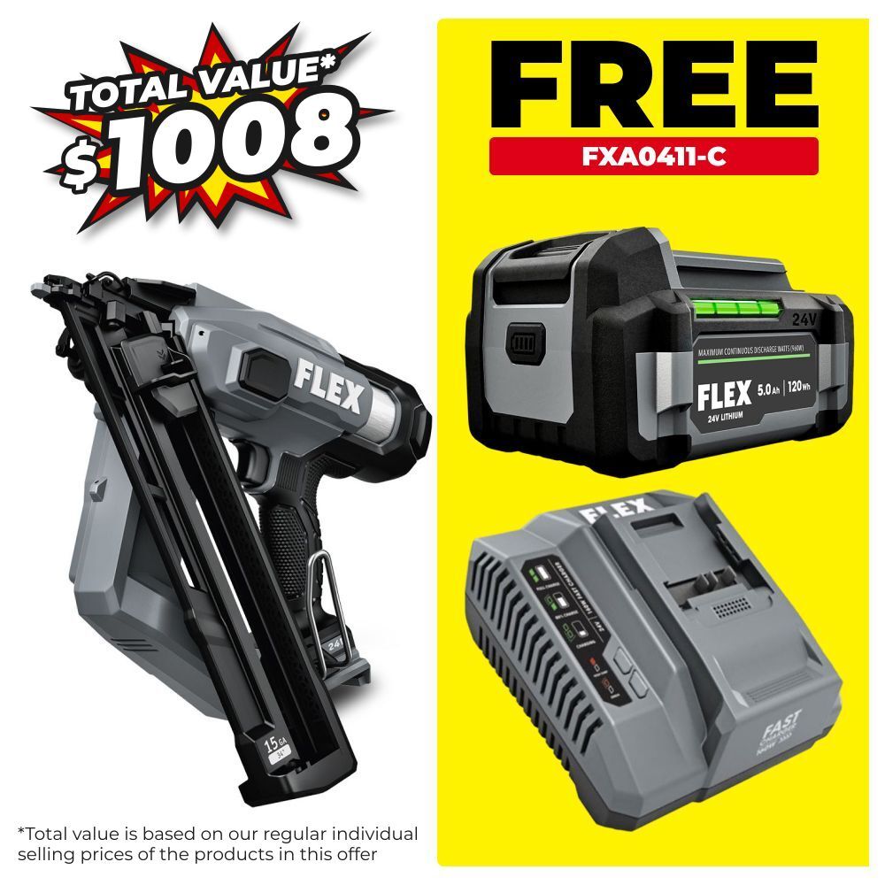 Flex FXA4311B-Z 24V Li-ion Cordless 15Ga Angled Finish Nailer - Skin Only – image 1