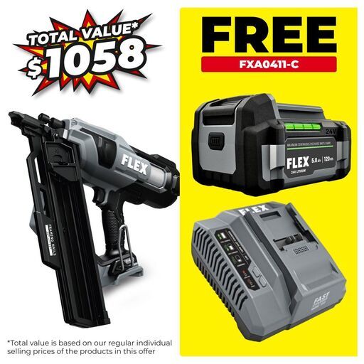 FLEX FXA4351B-Z 24V Li-ion Cordless 30º Framing Nailer - Skin Only