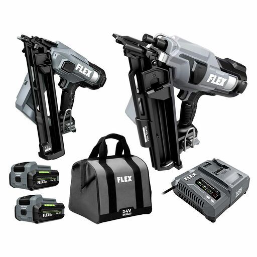 FLEX FXMA213-2FA 24V 3.5Ah Li-ion Cordless 2-in-1 30º Framing & 15Ga Angled Finish Nailer Combo Kit