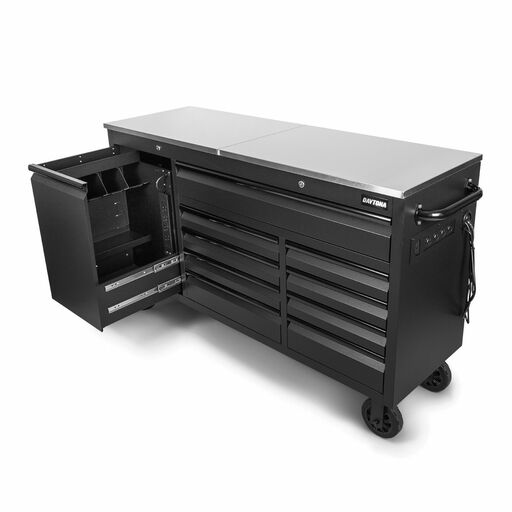 Daytona DMB62 62" Stainless Steel Open Top Workbench with Power Tool Charging Drawer – image 2