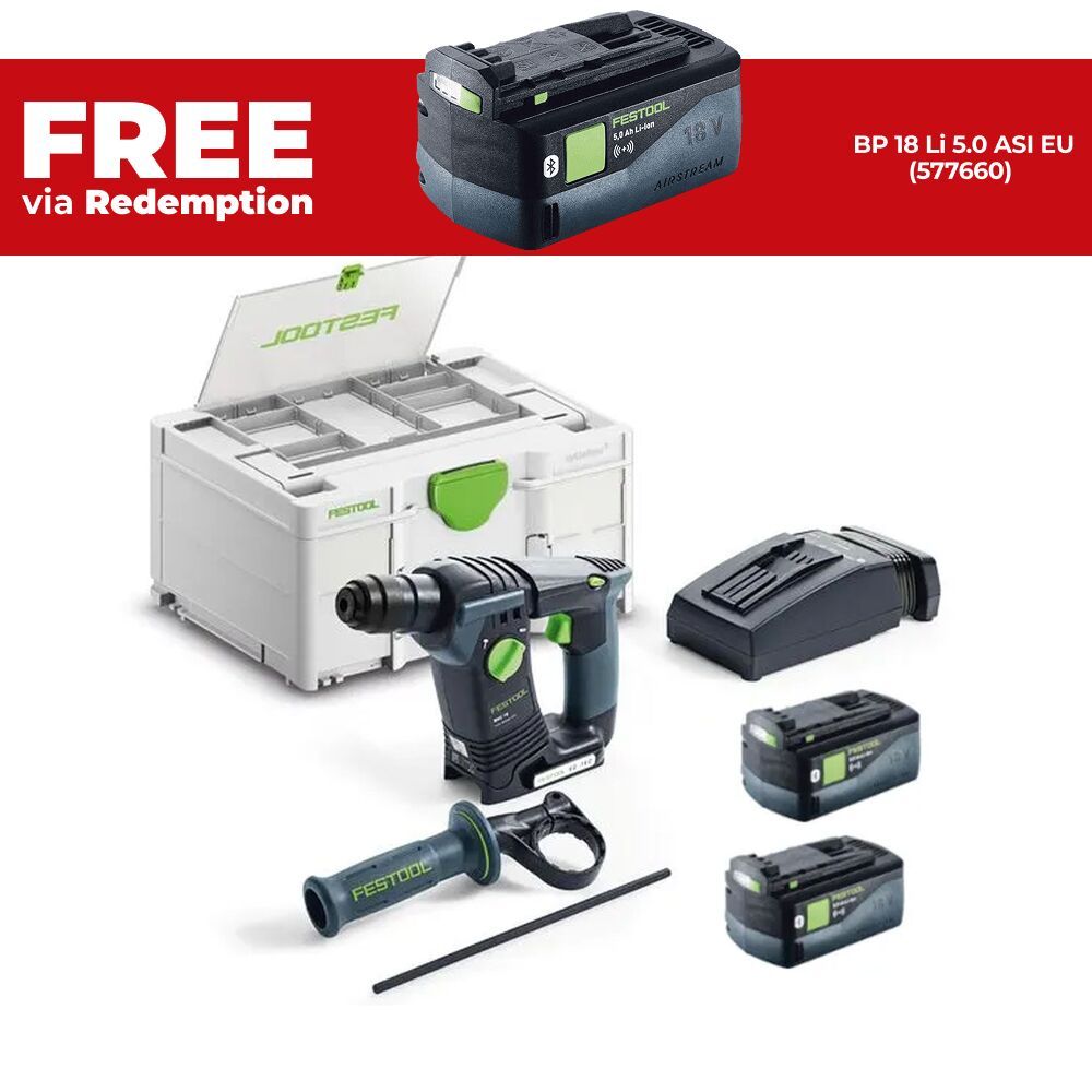 Festool BHC 18 5.0 I-Plus (578282) 18V 5.0Ah Li-ion Cordless Bluetooth Rotary Hammer Set with Systainer – image 1