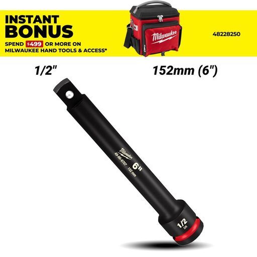 Milwaukee 49666707 SHOCKWAVE 1/2" Drive 152mm (6") Impact Socket Extension