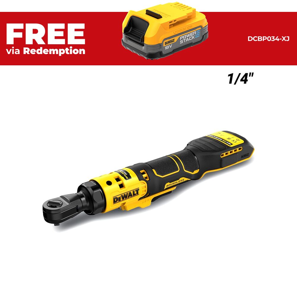 DeWalt DCF514N-XJ 18V XR Li-ion Cordless Brushless 1/4" Open Head Ratchet - Skin Only – image 1