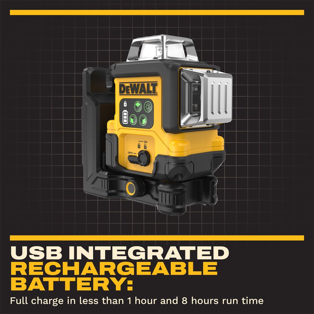 DeWalt DCLE14361GB-XJ USB Rechargeable 3x360º Green Laser Level – image 9