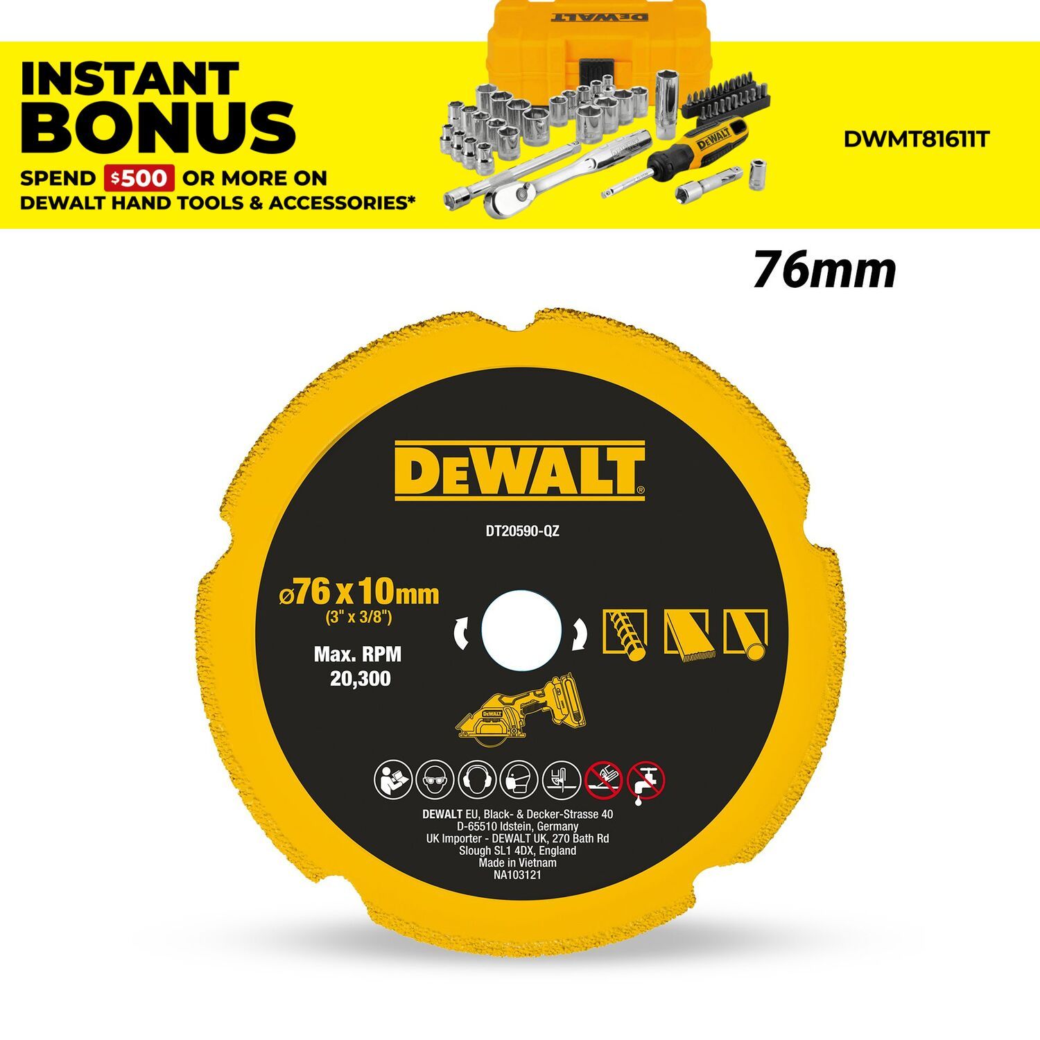 DeWalt DT20590-QZ 76mm Diamond Multi-Material Disc – image 1