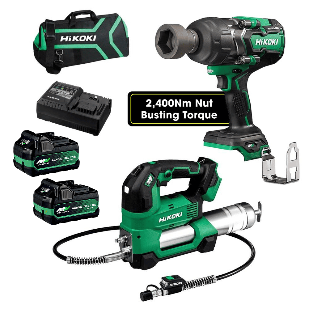 HiKOKI AL18DWR36(HRZ) (AU48000069) 36V 2.5Ah / 18V 5.0Ah Li-ion Cordless Multivolt Grease Gun & Wrench 2pce Combo Kit – image 4