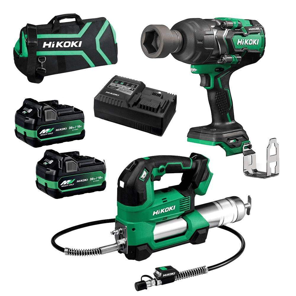 HiKOKI AL18DWR36(HRZ) (AU48000069) 36V 2.5Ah / 18V 5.0Ah Li-ion Cordless Multivolt Grease Gun & Wrench 2pce Combo Kit – image 5