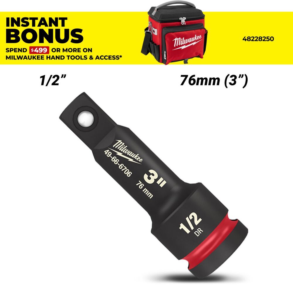 Milwaukee 49666706 SHOCKWAVE 1/2" Drive 76mm (3") Impact Socket Extension – image 1