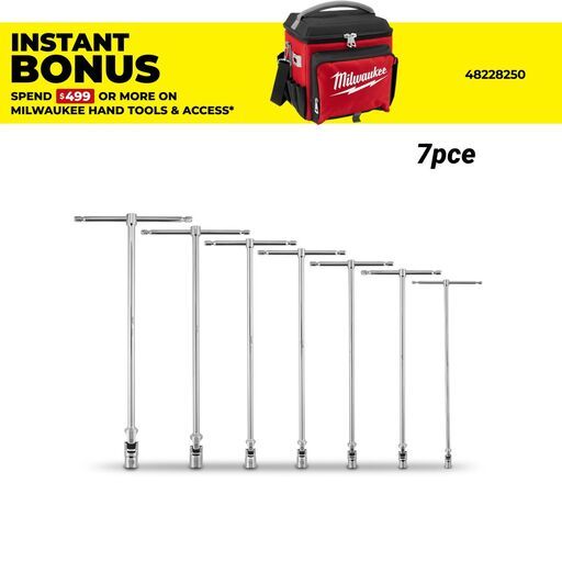 Milwaukee 4932492674 7pce T-Bar Handle with Swivel Socket Hex Metric Set