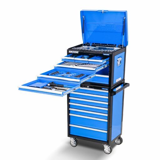 Kincrome K1230B 205pce Blue EVOLUTION 26" Workshop Tool Kit with 7 Drawer Tool Chest + 7 Drawer Roller Cabinet with BONUS 59pce Deep Sockets in EVA Tray – image 2
