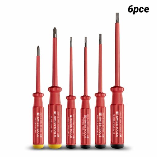 PB SWISS TOOLS PB5542.SLCBB 6pce Classic Slotted & Phillips VDE Slim Screwdriver Set