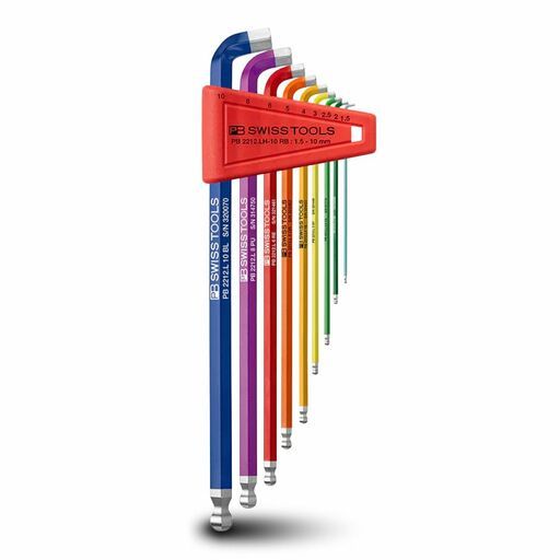 PB SWISS TOOLS PB2212.LH-10RBCN 9pce Rainbow L Key Hex Set with Unique 100° Short Angle – image 2