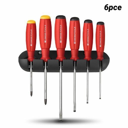 PB SWISS TOOLS PB8244.CBB 6pce SwissGrip Slotted & Phillips Screwdriver Set with Wall Mount