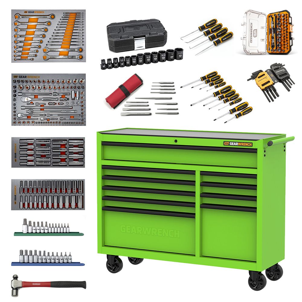 GEARWRENCH 89953GREENN 288pce Combination Tool Kit with 10 Drawer Green Roller Cabinet – image 2