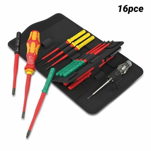 Wera WER006608 16pce Kraftform Kompakt VDE Extra Slim Screwdriver Set in Universal Wallet