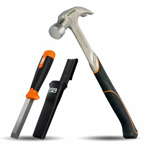 Bahco 529-20-L-2448 20oz Claw Hammer with Rubber Grip + Wrecking Knife