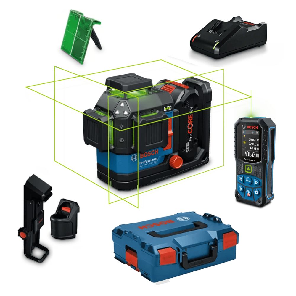 Bosch 0.615.V00.04Y 18V 4.0Ah Li-ion Cordless Professional Green Line Laser & Range Finder Combo Kit – image 1