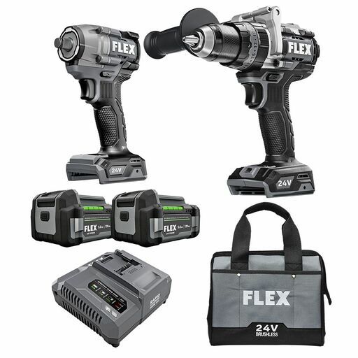 FLEX FXMA211-2CA 24V 5.0Ah Li-ion Cordless Brushless 2pce Heavy Duty Combo Kit