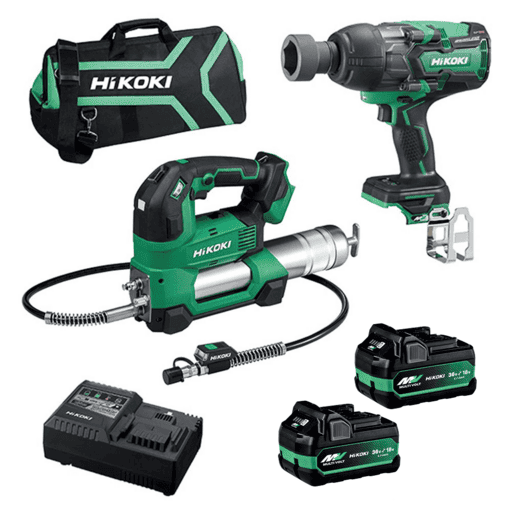 HiKOKI AL18DWR(HRZ) 36V 2.5Ah / 18V 5.0Ah Li-ion MultiVolt Cordless Brushless Grease Gun & Wrench 2pce Combo Kit – image 2