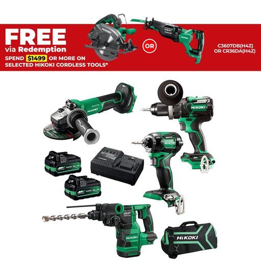 HiKOKI KC36D4A3(HRZ) 36V 2.5Ah / 18V 5.0Ah Li-ion MultiVolt Cordless Brushless 4pce Combo Kit