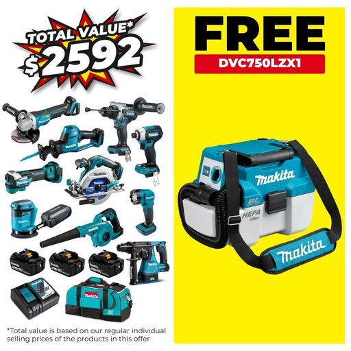 Makita DLX1067TX1 18V 5.0Ah Li-ion Cordless Brushless 10pce Combo Kit