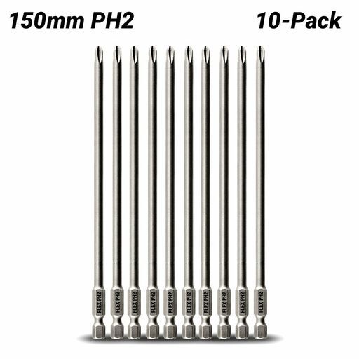 FLEX FAA101000-10 10-Pack 150mm PH2 Phillips Reduced Collated Magazine Bit