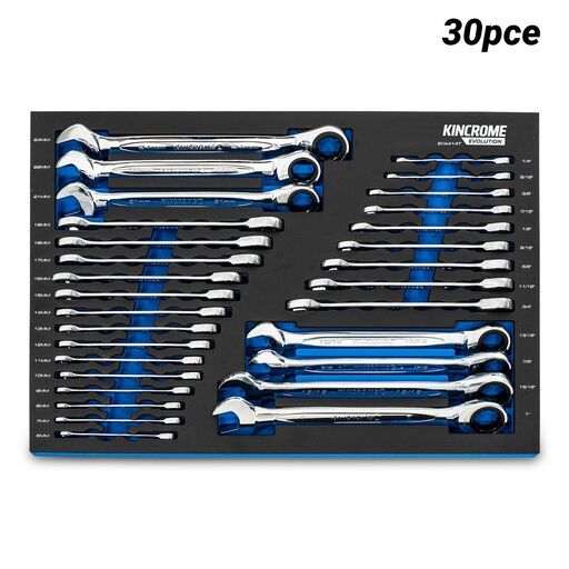 Kincrome EVA414T 30pce EVOLUTION Single Way Gear Spanners in EVA Tray
