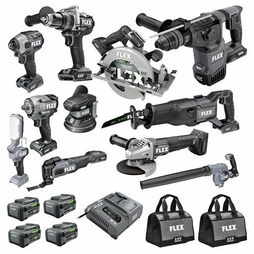 FLEX FXMA1101-4CA 24V 5.0Ah Li-ion Cordless Brushless 11pce Combo Kit