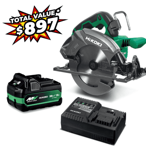 HiKOKI C3607DB(VP) 36V 5.0Ah/2.5.Ah Li-ion Cordless Brushless MultiVolt 185mm (7") Circular Saw Value Pack Combo Kit – image 2