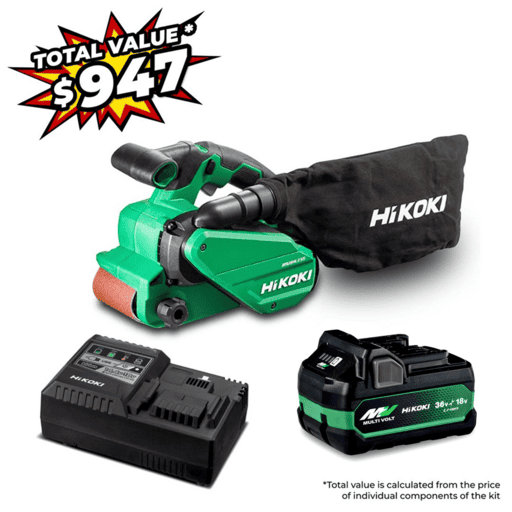 HiKOKI SB3608DA(VP) 36V 5.0Ah/2.5.Ah Li-ion Cordless Brushless Belt Sander Value Pack Combo Kit – image 2