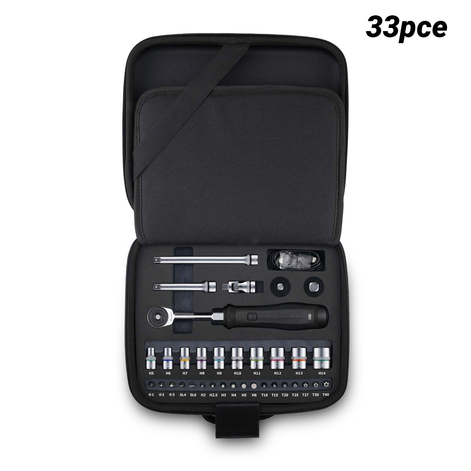 Vessel 400ER2-1ME 33pce Socket Bit Set with e-Assist Electric Cordless Slim Ratchet Wrench – image 1