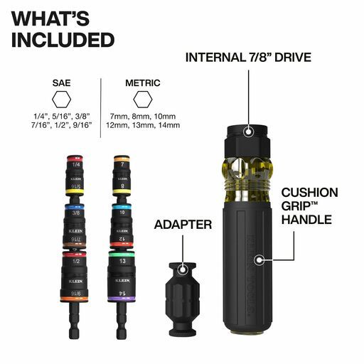 Klein A-32914HD 14-in-1 Impact Rated Flip Socket Set – image 3