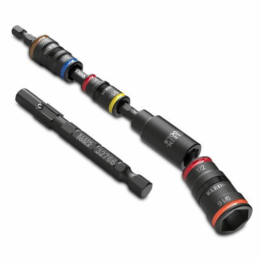 Klein A-32984 6pce 1/4"- 9/16" Impact Imperial Flip Socket Set with 25° Swivel Adaptor – image 2