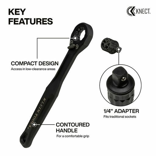 Klein A-65301ADP 6" KNECT Pass Through Ratchet (S) and 1/4" Drive Socket Adapter Set – image 3
