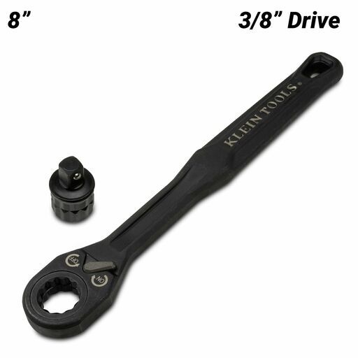Klein A-65408ADP 8" KNECT Pass Through Ratchet (M) and 3/8" Drive Socket Adapter Set