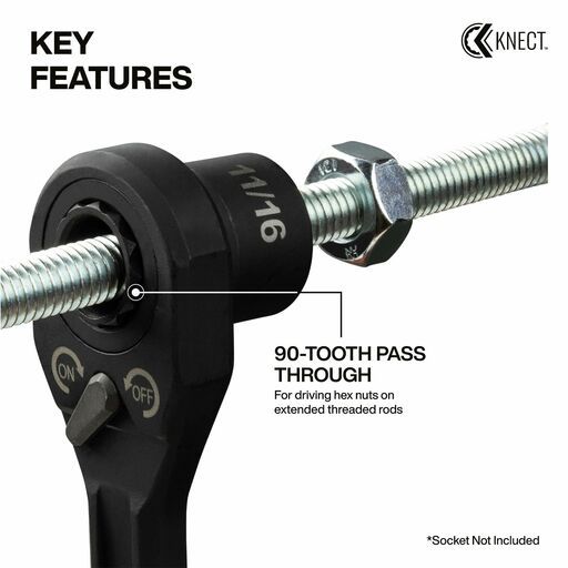 Klein A-65408ADP 8" KNECT Pass Through Ratchet (M) and 3/8" Drive Socket Adapter Set – image 3
