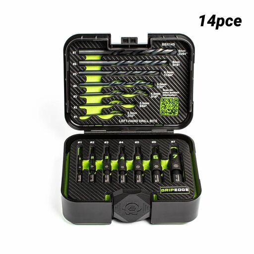 GRIPEDGE  BBX14S 14pce Broken Bolt Extractor Set