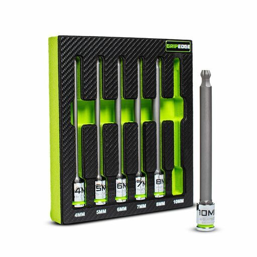 GRIPEDGE  BHBM6LS 6pce 3/8" Drive Long Metric Ball Hex Driver Set – image 4