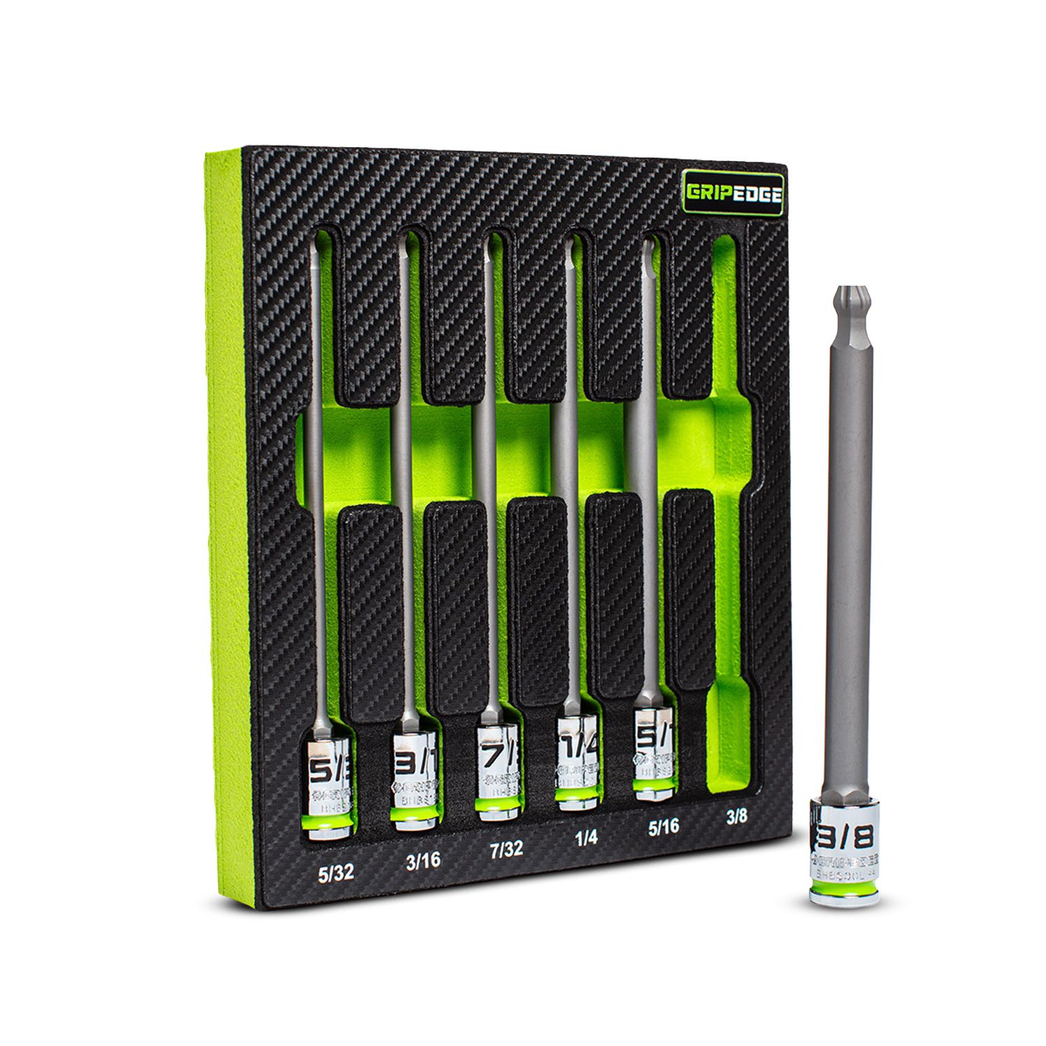 GRIPEDGE  BHBS6LS 6pce 3/8" Drive Long SAE Ball Hex Driver Set – image 4