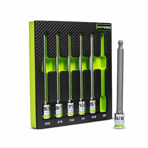 GRIPEDGE  BHBS6LS 6pce 3/8" Drive Long SAE Ball Hex Driver Set – image 4