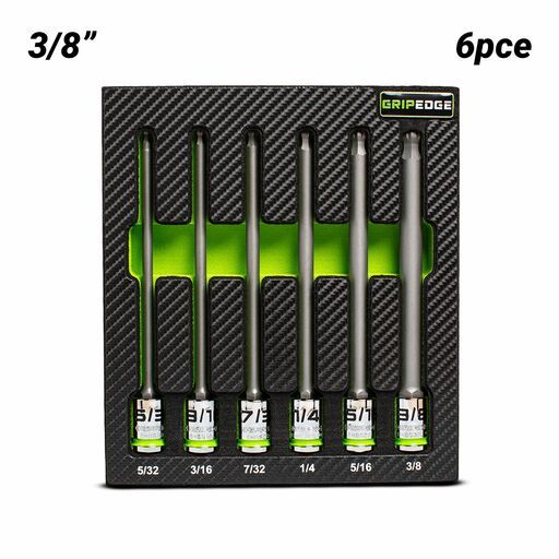 GRIPEDGE  BHBS6LS 6pce 3/8" Drive Long SAE Ball Hex Driver Set