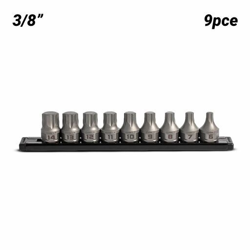 GRIPEDGE  DDHBM9S 9pce 3/8" Drive Low Profile Metric Hex Dual Action Driver Bit Set